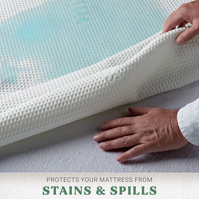 Tencel Eucalyptus Waterproof Mattress Protector - 100% Waterproof, Ultra Soft & Cooling with 16 Deep Pockets, Noiseless Protection from Stains & Spills (Queen)