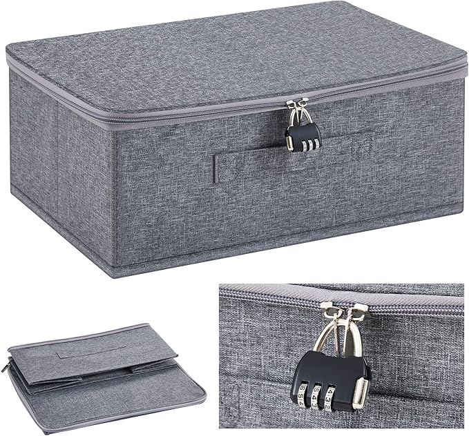 Briwooody Discreet Lockable Toy Bag Storage Organizer Toy Bag Storage Bins Case with Zipper Lid for Women and Men Clothes Container(Gray,15 x 10 x 6.3 Inch) by Briwooody