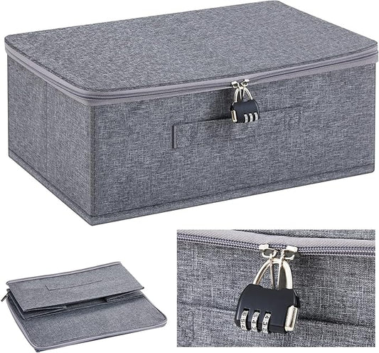 Briwooody Discreet Lockable Toy Bag Storage Organizer Toy Bag Storage Bins Case with Zipper Lid for Women and Men Clothes Container(Gray,15 x 10 x 6.3 Inch) by Briwooody