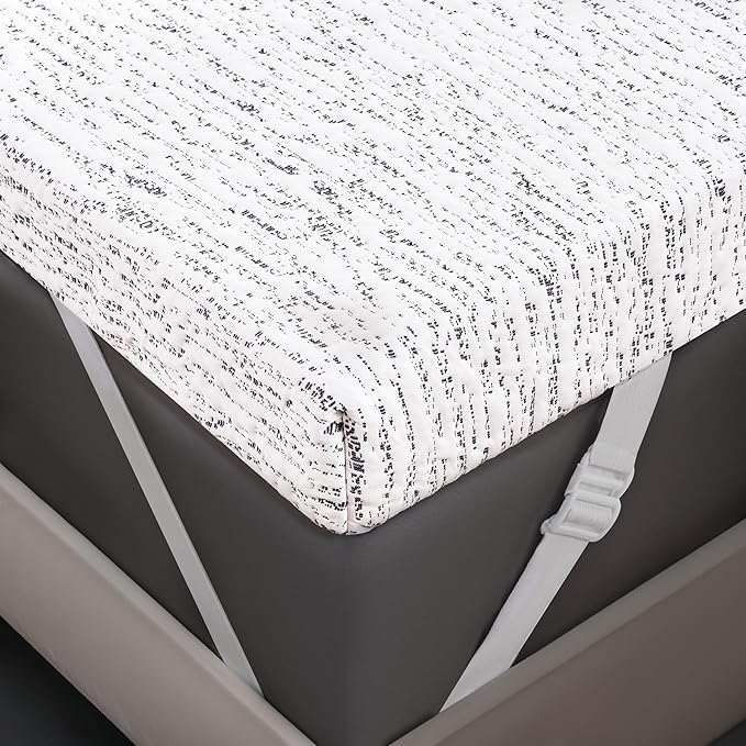 Subrtex Mattress Topper Cover Full Size 4 Inch (Only Cover) Mattress Topper Protector Bedding Removable Encasement with Zipper Closure