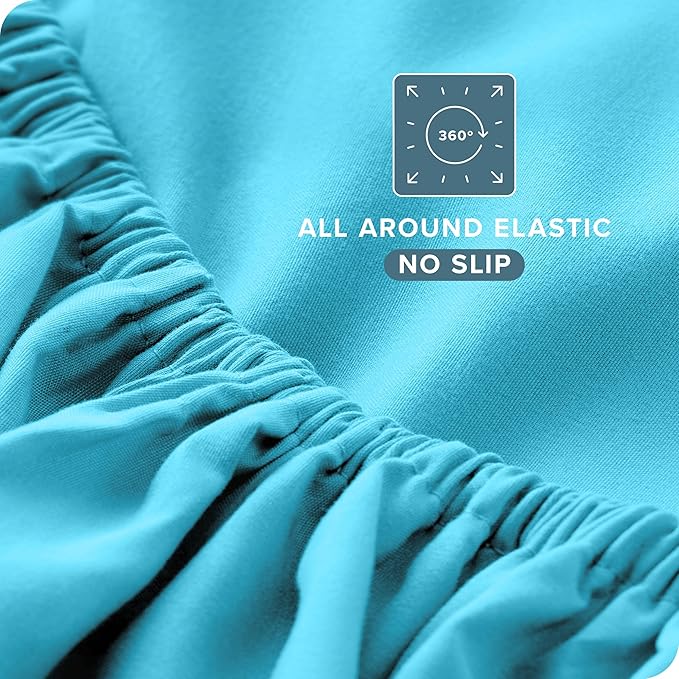 Bare Home Split Head Flex King Sheet Set - 1800 Ultra-Soft Microfiber Bed Sheets - Double Brushed - Deep Pockets - Easy Fit - 4 Piece Set - Bedding Sheets & Pillowcases (Aqua)