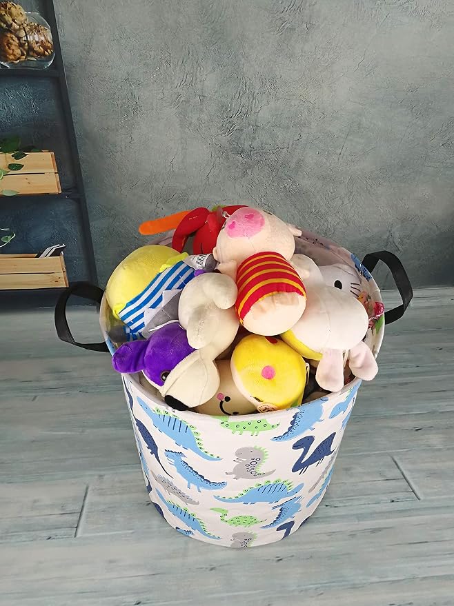 MAIZMZ Kids Hamper Storage Basket Nursery Bins Baby Gift Toy Organizer Box Laundry Basket Large Canvas Collapsible Chest for Home/Dorm/Kitchen/Pet/Closet/Shelf/Room Decor(Dinosaur) - Image 3