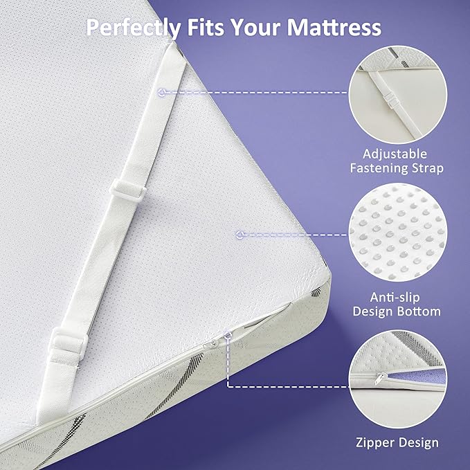 3 Inch Gel Memory Foam Mattress Topper King Size with Removable & Washable Viscose Made from Bamboo Cooling Breathable Cover, Soft Bed Topper for Back Pain, CertiPUR-US Certified