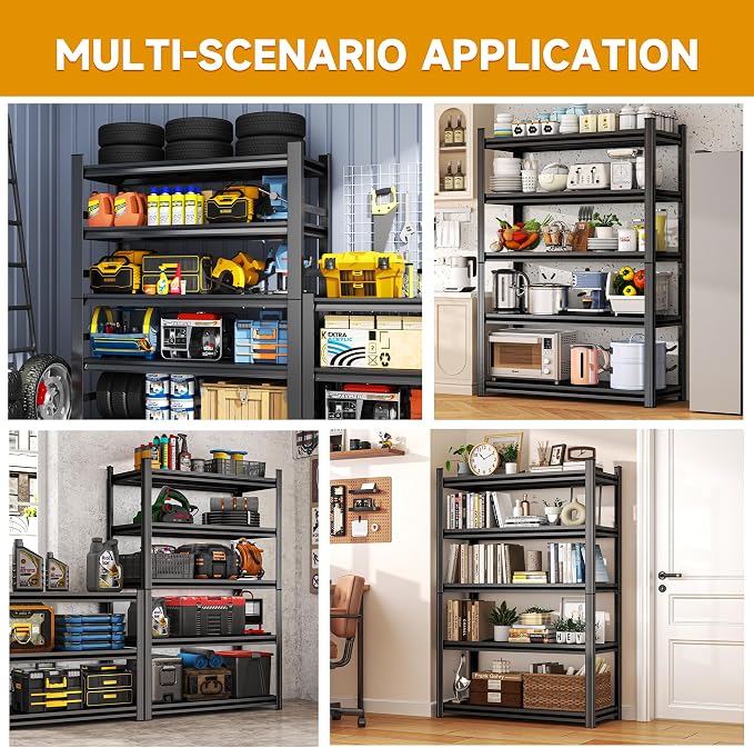 Metal Garage Shelving Unit, Heavy Duty Garage Storage Shelves, Adjustable Shelf for Warehouse, Kitchen, Basement, Double-Layer Columns (55×40×18in-4Tier) - Image 7
