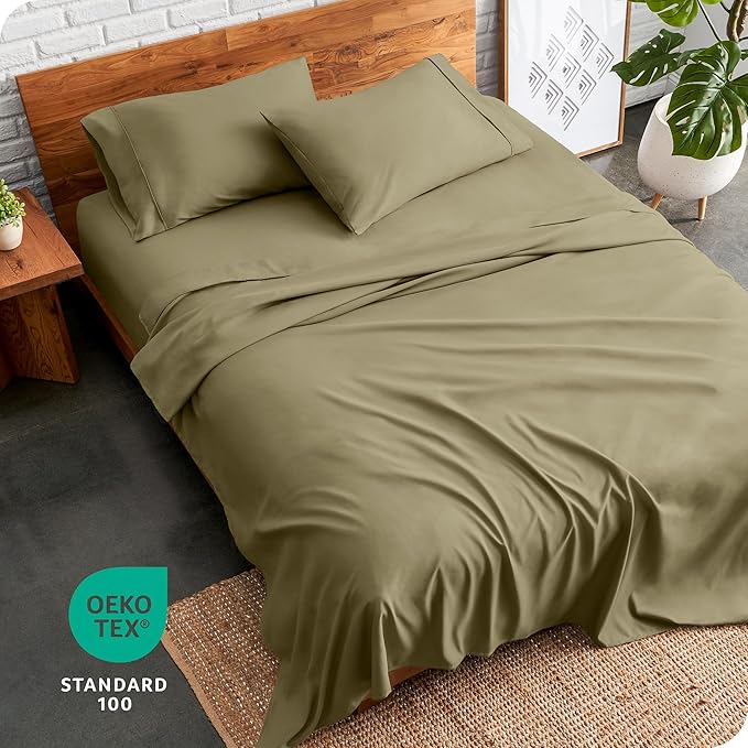 Bare Home King Sheet Set - 1800 Ultra-Soft Microfiber King Bed Sheets - Double Brushed - Deep Pockets - Easy Fit - 4 Piece Set - Bedding Sheets & Pillowcases (King, Olive)