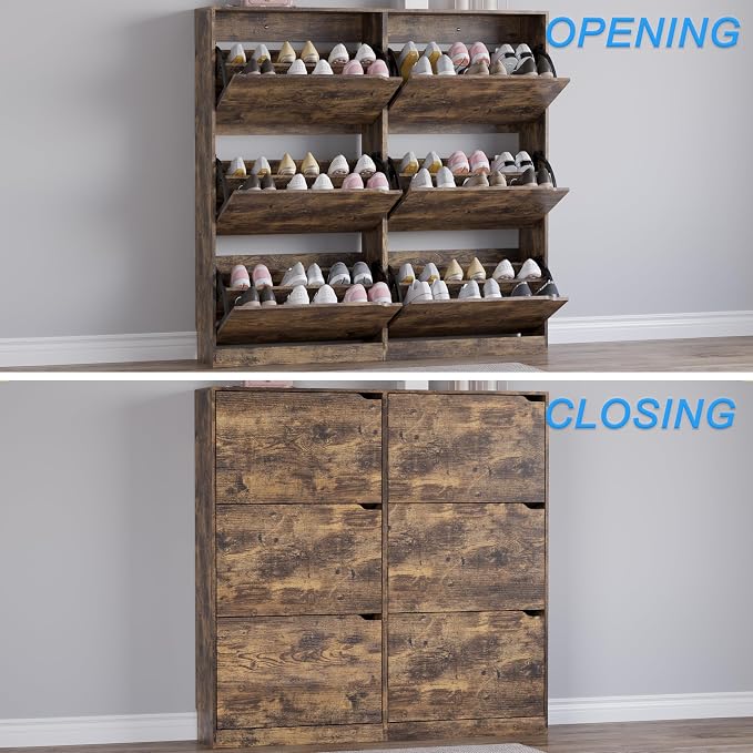 BORNOON Shoe Cabinet with 6 Flip Drawers, Slim Narrow Shoe Storage Cabinet, Freestanding Shoe Organizer for Entryway, Hallway, Foyer - Image 5