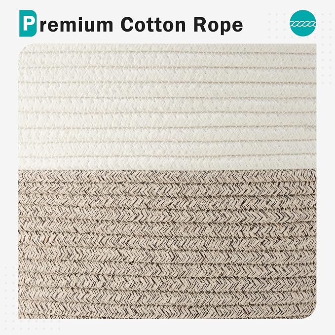 Cotton Rope Laundry Basket by YOUDENOVA, 72L Woven Collapsible Laundry Hamper, Clothes Hamper with Reinforced Handles in the Laundry Room, Bedroom, Bathroom, Brown - Image 4
