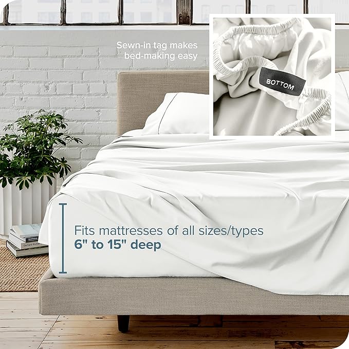 Bare Home Full XL Sheet Set - 1800 Ultra-Soft Microfiber Full Extra Long Bed Sheets - Double Brushed - Deep Pockets - Easy Fit - 4 Piece Set - Bedding Sheets & Pillowcases (Full XL, Cream)