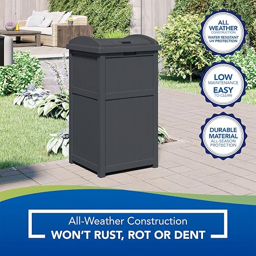Suncast 2 Pack Trash Hideaway Refuse Container, Stylish Resin Outdoor Garbage Bin with Latching Lid, 30 to 33 Gallon Capacity, Cyberspace - Image 7