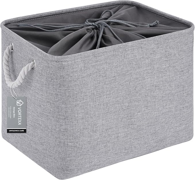 Large Storage Baskets- 16x12x12 inch Storage Bins for Shelves and Closet Organizing, Foldable Fabric Bin for Home Organization Clothes and Laundry (1-Pack, Gray) by VQRTEXAStorageBasket