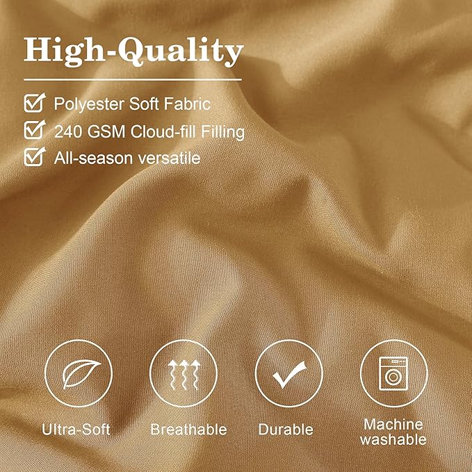 Monbix King Size Comforter Set - 7 Pieces Bed in a Bag King, Desert Yellow Bedding Sets with Comforter, All Seasons Comforter Bed Set with Sheets, Pillowcases & Shams