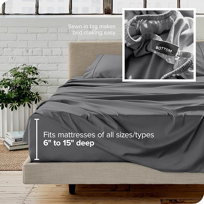 Bare Home King Sheet Set - 1800 Ultra-Soft Microfiber King Bed Sheets - Double Brushed - Deep Pockets - Easy Fit - 4 Piece Set - Bedding Sheets & Pillowcases (King, Grey)