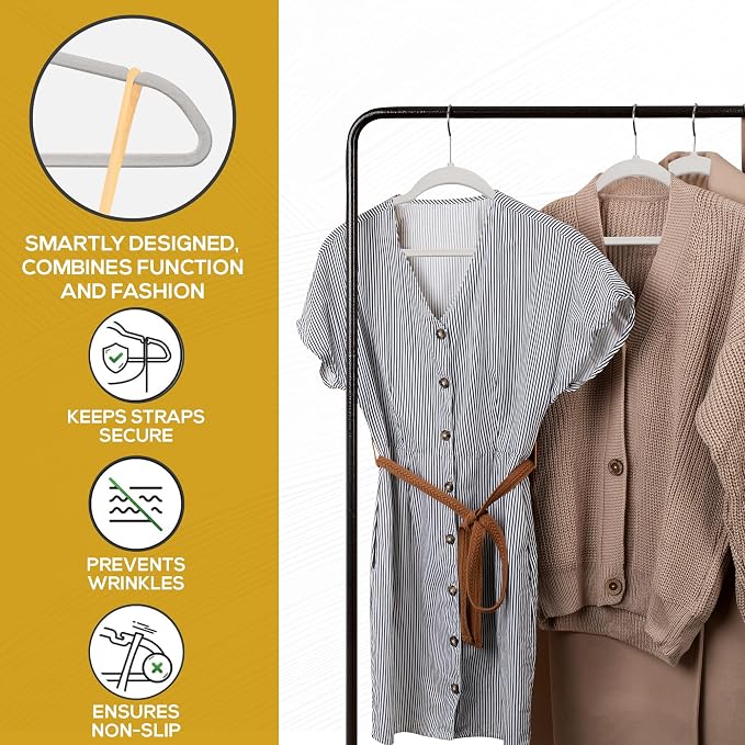 Techzoo Premium Velvet Hangers 50 Pack Ultra Thin Non Slip Adult Felt Space Saving Suit Hanger for Closet Heavy Duty Coat Pants Jackets Dress Hangers 360° Swivel Hook Hold Upto 10 lbs Silver Birch - Image 4