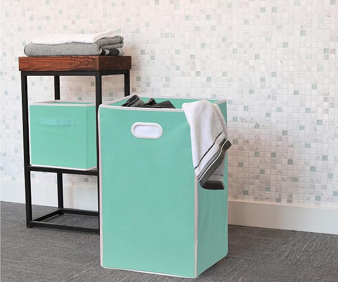 Simple Houseware Foldable Closet Laundry Hamper Basket, Turquoise - Image 3