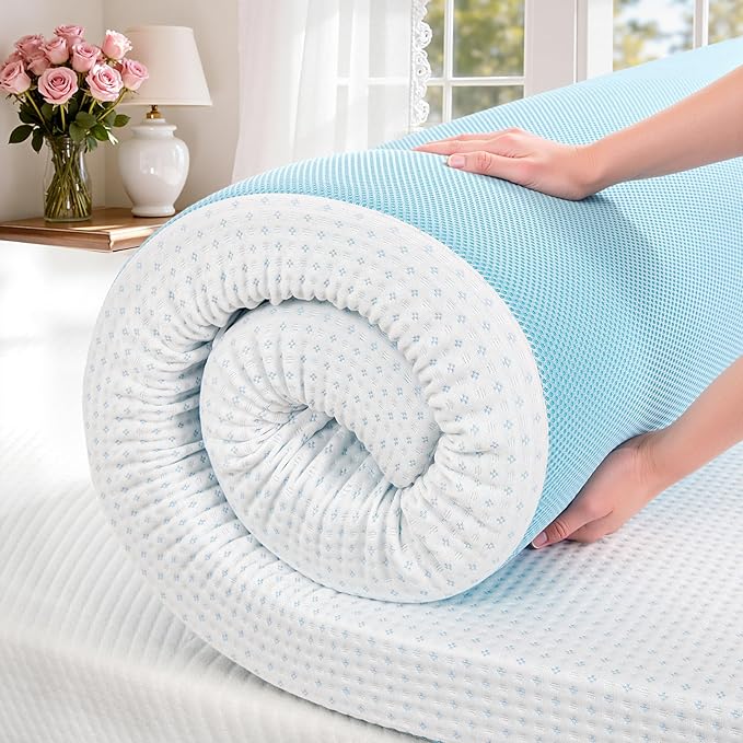 SyMax Memory Foam Mattress Topper, Gel Infused Foam Topper, Breathable Bed Topper with Cover, Pressure Relieving, CertiPUR-US Certified, 3 Inch(White Cover), King Size