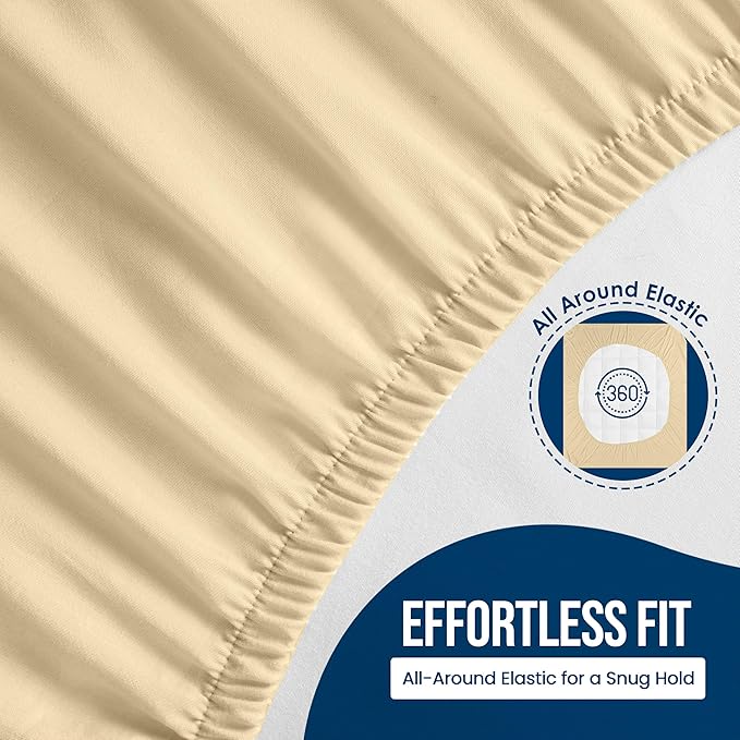 Twin XL Size Mattress Protector Waterproof, Premium 200 GSM Terry Mattress Cover, Soft & Breathable Bed Cover, Fitted Sheet Style Stretchable Deep Pockets 15" by Utopia Bedding (Beige)