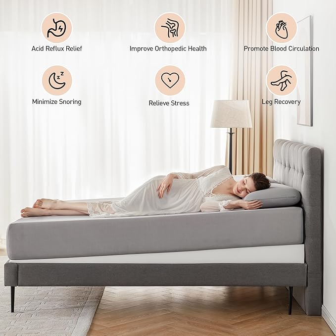 Mattress Wedge Only, 5-Inch Full Inclined Bed Wedge Mattress Topper for Acid Reflux, GERD, Neck & Back Pain, Snoring, Adjustable Elevator Under Mattress Support for Bedroom