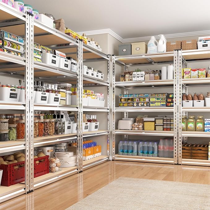 REIBII 2000LBS Storage Shelves 5 Tier Garage Shelving Heavy Duty Metal Shelving Adjustable Garage Shelves for Pantry Closet Kitchen Basement 28" W x 13.8" D x 59.8" H, Silver - Image 7
