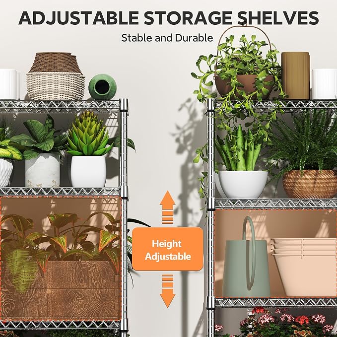 M MZG 6 Tiers Storage Shelves Load 2100LBS, Metal Shelving Wire Metal Shelving Unit Shelves for Storage Adjustable Garage Shelving for Pantry Kitchen Garage Chrome 17.7" D x 47.3" W x 82.4" H - Image 4