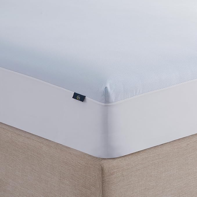 Serta Cool Air Waterproof Mattress Protector, 39" x 75" Soft and Breathable Mesh Cooling Mattress Topper, 18" Elastic Deep Pocket for Secure Fit, Twin