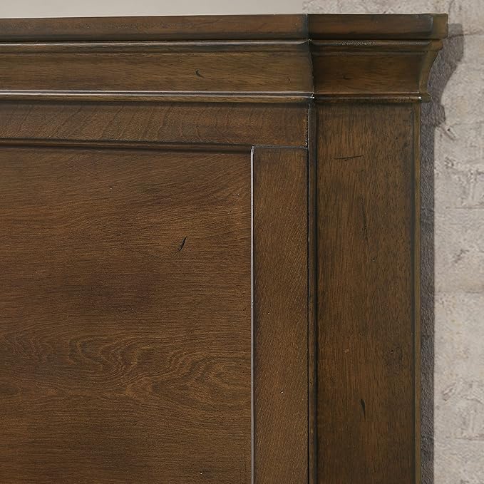 Roundhill Furniture Maderne 3-Piece Bedroom Set with Queen Size Panel Bed and Two Nightstands, Antique Walnut Finish