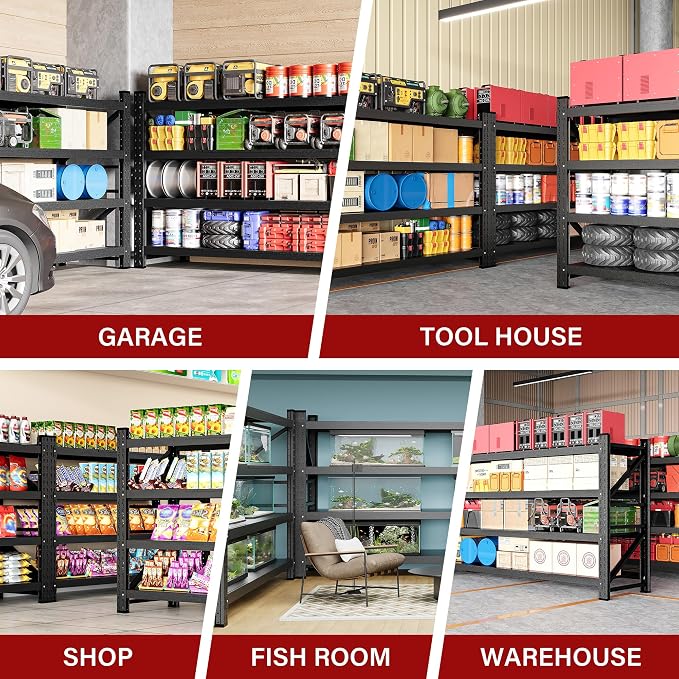 8000LBS Heavy Duty Garage Shelving Units,68" Wide & Deep Storage Shelves,Metal Garage Shelves,Large Storage Rack,Steel Shelf,Industrial Shelving for Shop,Warehouse,Basement,68" W x 24" D x 63.5" H - Image 5