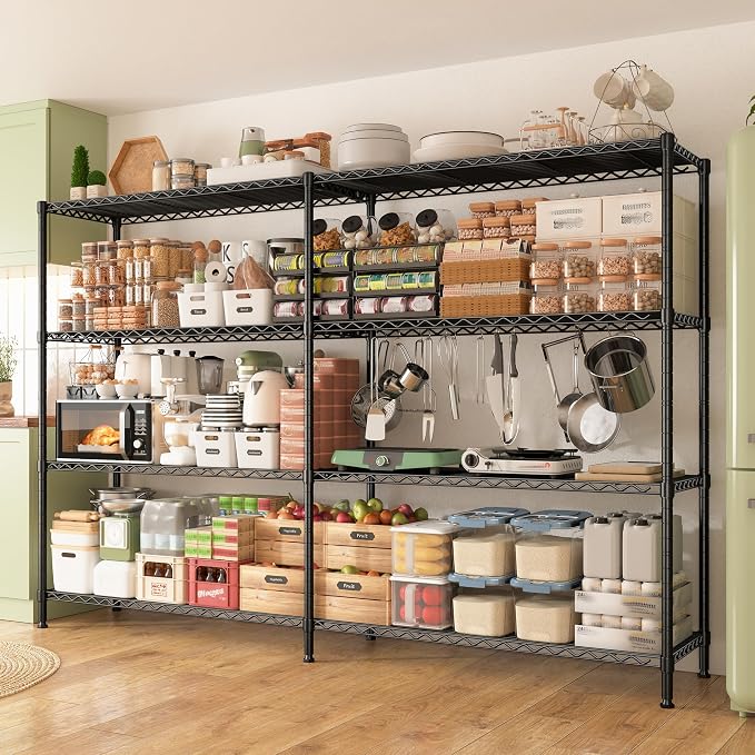 REIBII 70"W Metal Shelving, Storage Shelves 4-tier Wire Shelving Unit Load 1240LBS Metal Shelves for Storage Adjustable Shelving Rack for Pantry Kitchen Commercial school Garage 70"W*15.8"D*62.9"H - Image 2