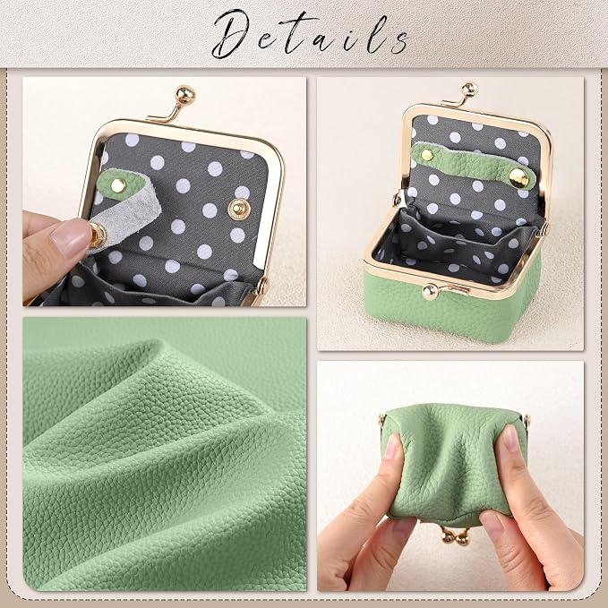 Zivyes Mini Jewelry Box Travel Small Coin Purse Organizer Case Genuine Leather Tiny Size (B-green) - Image 4