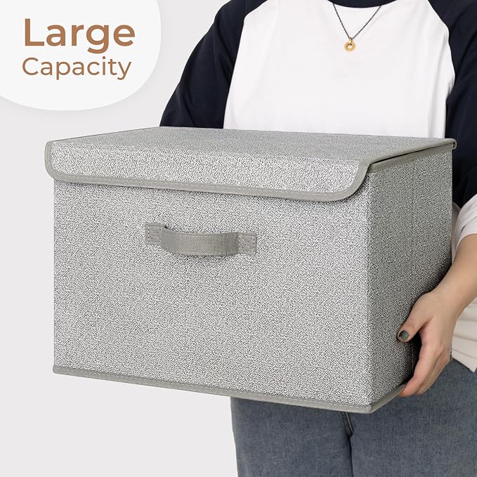 GRANNY SAYS Closet Storage Bins, Storage Boxes with Lids, Clothes Organizing Bins, Lidded Baskets for Toys, Clothing, Gray, Extra Large, 2-Pack - Image 4