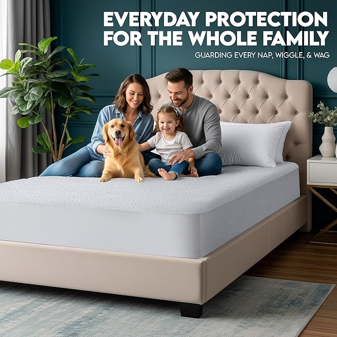 Utopia Bedding Waterproof Mattress Protector Top and Both Sides, King Size, Soft and Breathable Dual Sided Terry Mattress Cover, Fitted Style with Stretchable Elastic Pockets