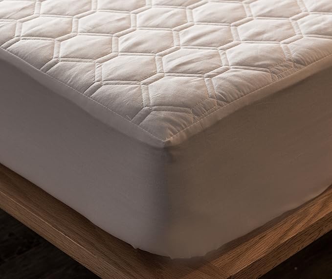 Hani Minna Premium Quilted Fitted Mattress Pad Protector Made with Natural Combed Cotton - Cooling and Breathable Mattress Topper (Twin XL)