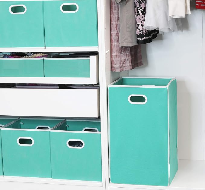 Simple Houseware Foldable Closet Laundry Hamper Basket, Turquoise - Image 5