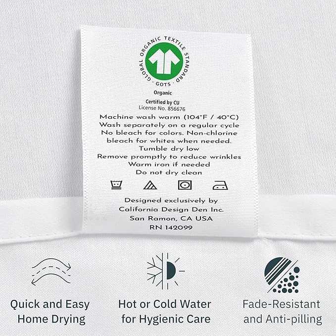California Design Den King Sheets Set - Soft 100% Organic Cotton Sheets with Deep Pockets, Crisp Percale, Breathable and Durable Bedding Set - True Ivory