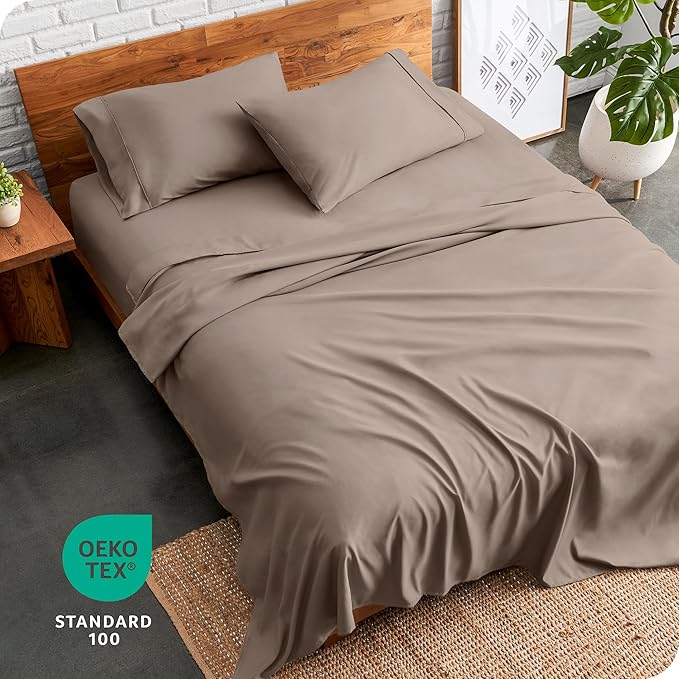 Bare Home Twin Sheet Set - 1800 Ultra-Soft Microfiber Twin Bed Sheets - Double Brushed - Deep Pockets - Easy Fit - 3 Piece Set - Bedding Sheets & Pillowcases (Twin, Taupe)