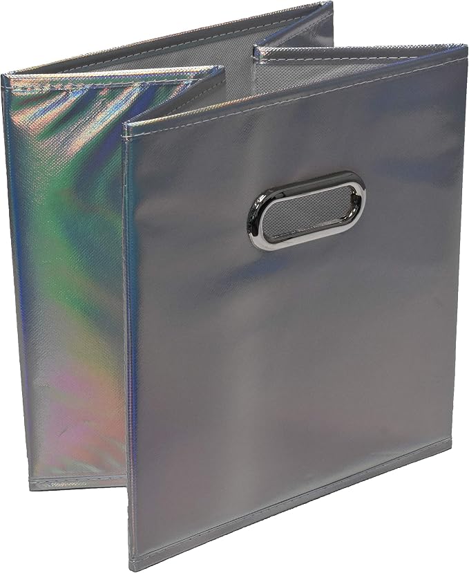 Handy Laundry 6-Pack Foldable Cube Storage Bins – Decorative Collapsible Organizer for Shelves, Closets, Underbed, Clothes, or Kids’ Toys (Shiny Silver) - Image 5