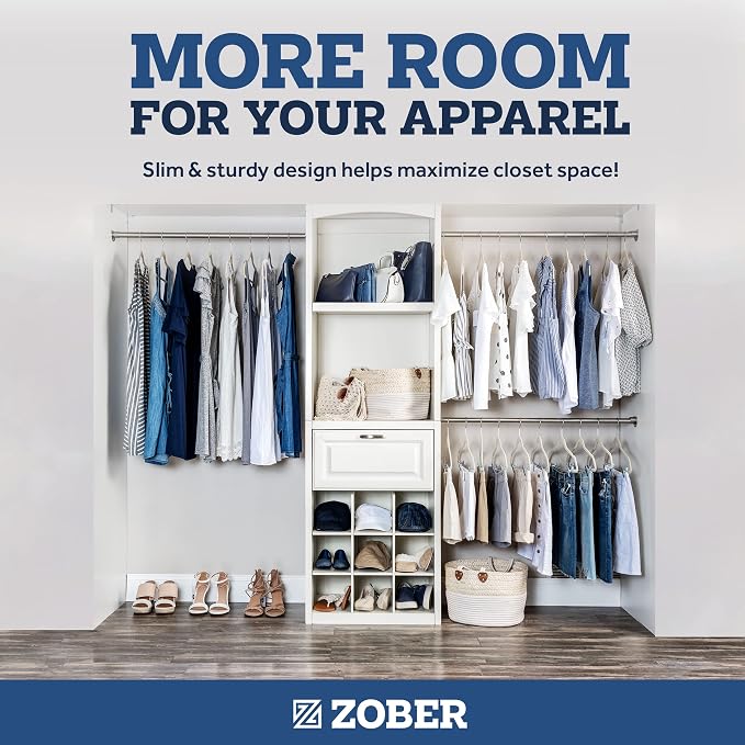 Zober Velvet Hangers 50 Pack - Ivory for Coats, Pants & Dress Clothes - Non Slip w/ 360 Degree Swivel, Holds up to 10 lbs - Strong Felt Hangers for Clothing - Image 4
