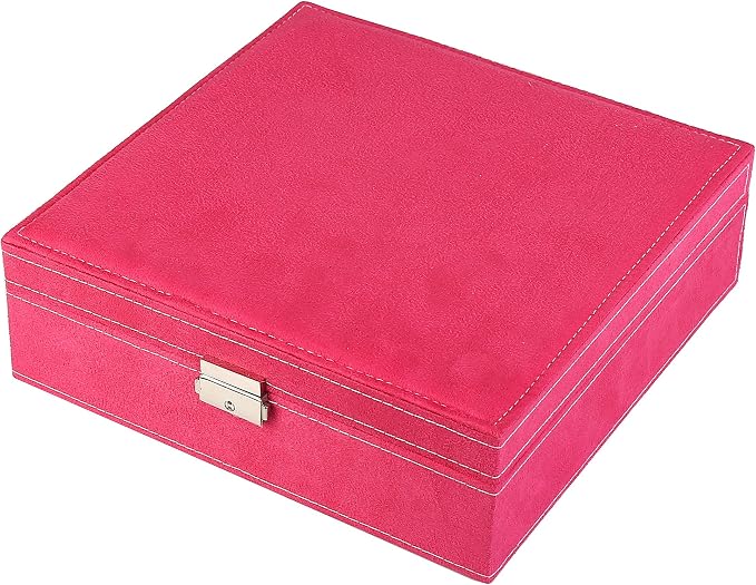 Two-Layer Jewelry Box Organizer Display Storage case with Lock (Rose) - Image 2