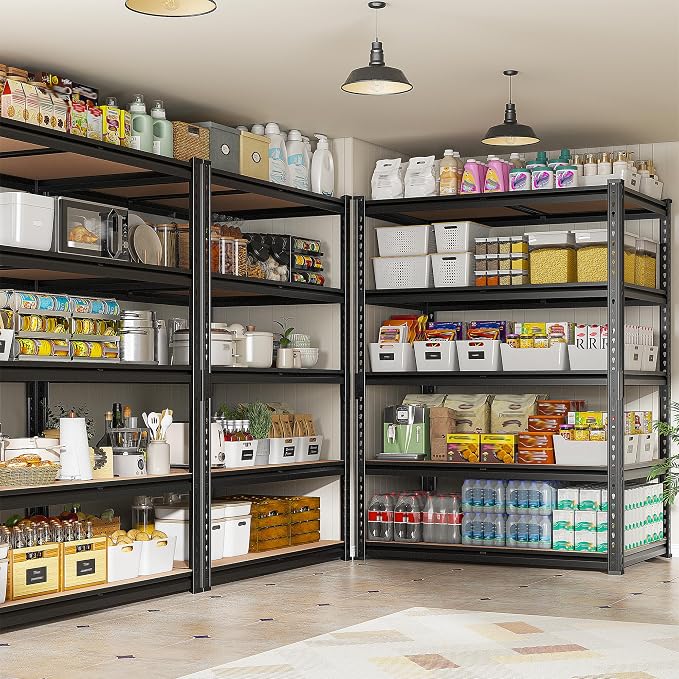 REIBII 2400LBS Storage Shelves 5 Tier Garage Shelving Heavy Duty, Adjustable Metal Shelving, Garage Shelves for Basement, Warehouse, Pantry, Closet, Kitchen 72" H x 35.55" W x 16" D, Black, 3 Pack - Image 6