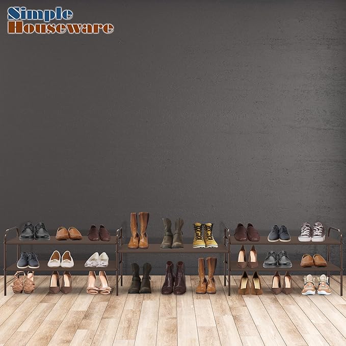 Simple Houseware 2-Tier Shoe Rack Storage Organizer, Bronze - Image 2