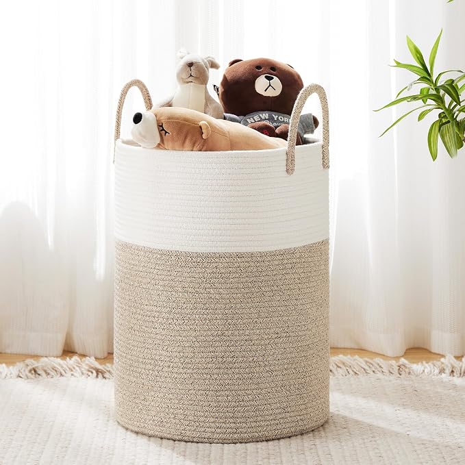 Cotton Rope Laundry Basket by YOUDENOVA, 72L Woven Collapsible Laundry Hamper, Clothes Hamper with Reinforced Handles in the Laundry Room, Bedroom, Bathroom, Brown - Image 8