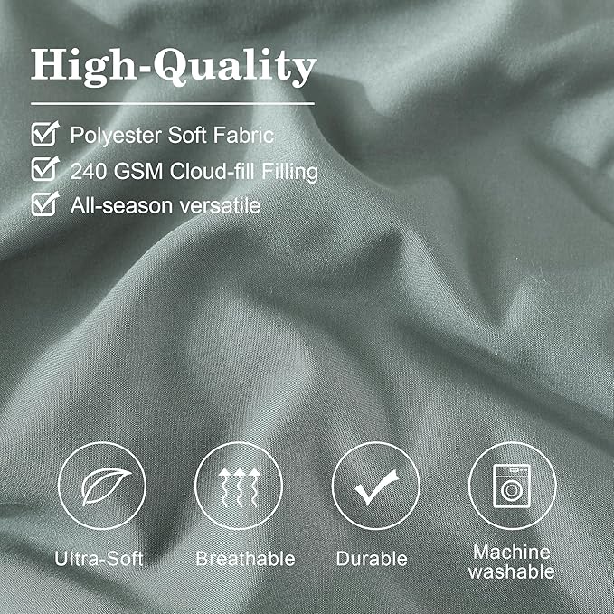 Monbix Full Size Comforter Sets - 7 Pieces Sage Green Bed in a Bag Full Size Bedding Sets with Comforter, Sheets, Pillowcases & Shams