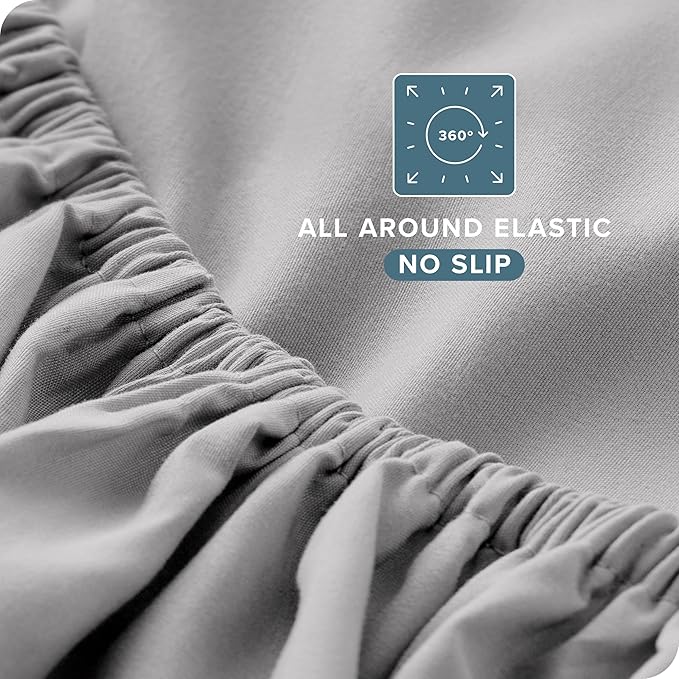 Bare Home Twin XL Sheet Set - 1800 Ultra-Soft Microfiber Twin Extra Long Bed Sheets - Double Brushed - Deep Pockets - Easy Fit - 3 Piece Set - Bedding Sheets & Pillowcases (Twin XL, Light Grey)