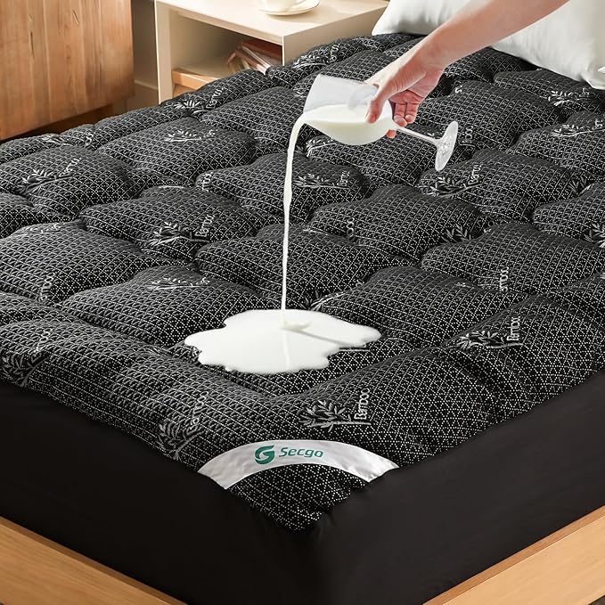 Premium 100% Waterproof King Mattress Topper, Breathable Mattress Pad, Rayon from Bambo Bed Protector, Deep Pocket Sheet Cover 8"-21"