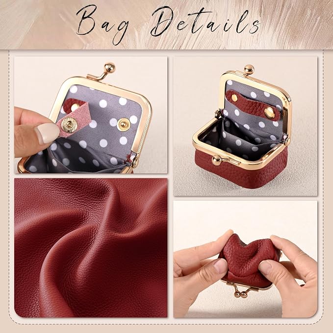 Zivyes Mini Jewelry Box Travel Small Coin Purse Organizer Case Genuine Leather Tiny Size (Red) - Image 4