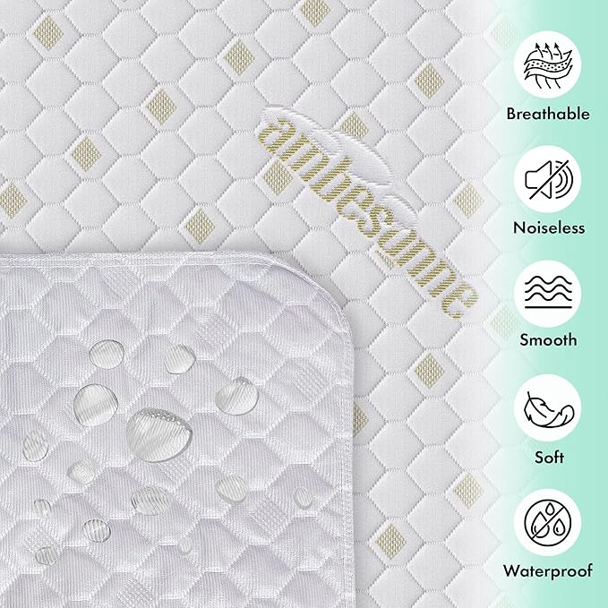 Ambesonne Fitted Nonslip 100% Waterproof Mattress Protector 3D Air Fabric Cover Bed Pad Fiber Smooth Noiseless Texture for a Hotel Quality Comfortable Sleep, 8''-21'' Deep Pocket, Twin XL