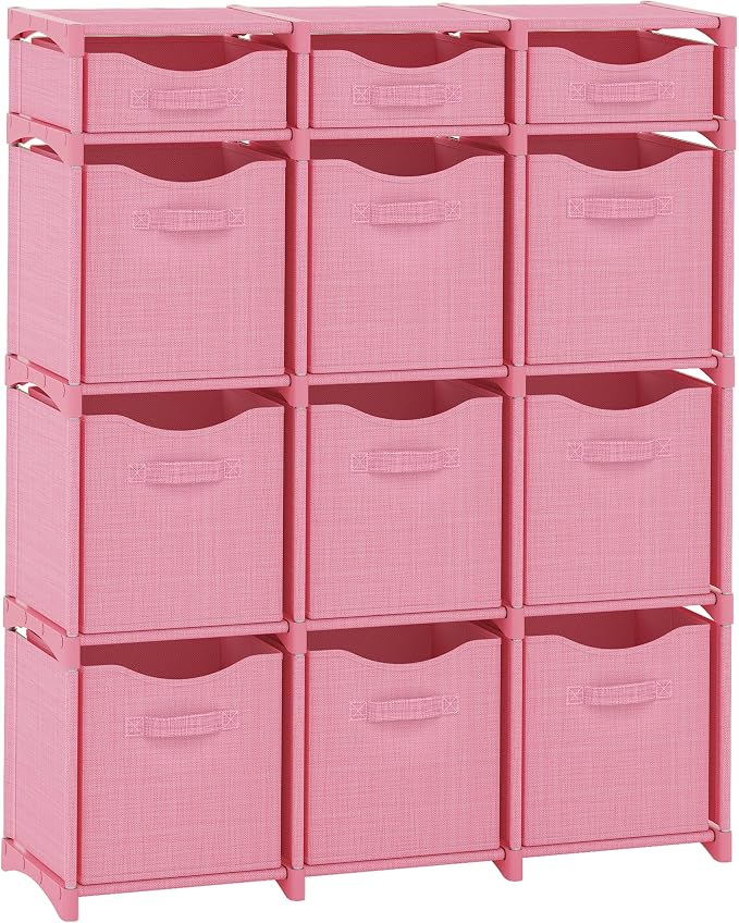Cube Storage Organizer with Storage Bins Included - The Perfect Closet Organizers and Storage Solution. Includes 12 Storage Cubes, Great For Toy Storage, Closet Storage, Clothes Storage (Pink) by Neaterize