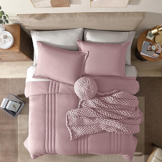 Monbix Full Comforter Set - 7 Pieces Bed in a Bag Full Size Bedding Sets with Comforters, All Seasons Comforter with Sheets, Pillowcases & Shams