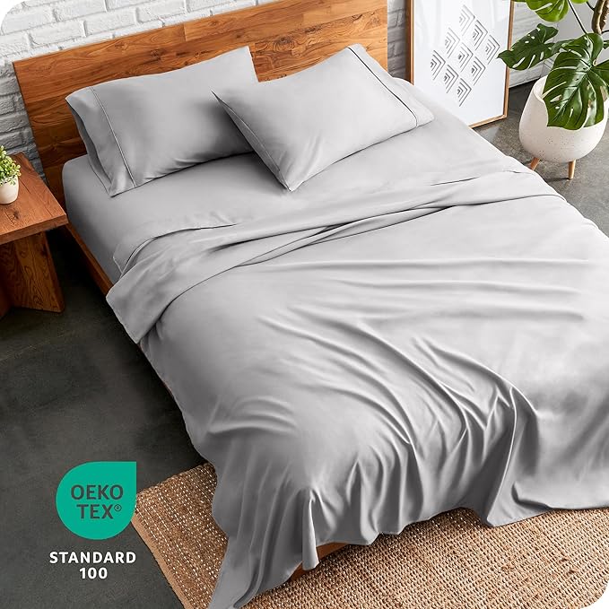 Bare Home Twin Sheet Set - 1800 Ultra-Soft Microfiber Twin Bed Sheets - Double Brushed - Deep Pockets - Easy Fit - 3 Piece Set - Bedding Sheets & Pillowcases (Twin, Light Grey)