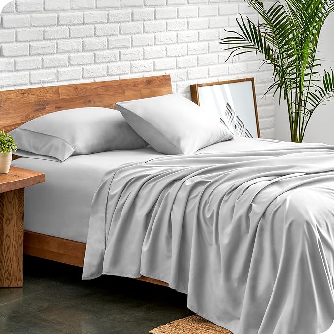 Bare Home Split King Sheet Set - 1800 Ultra-Soft Microfiber Bed Sheets - Double Brushed - Deep Pockets - Easy Fit - 5 Piece Set - Bedding Sheets & Pillowcases (Split King, Cloud Grey)