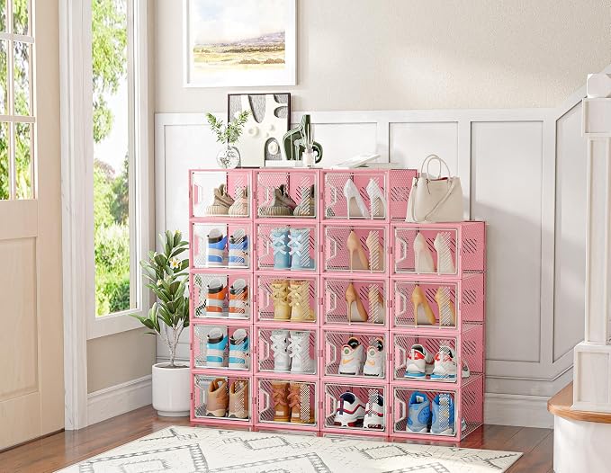 SIMPDIY Shoe Storage, 12 Pack X-Large Shoe Organizer for Closet, Shoe Boxes Clear Plastic Stackable Shoe Storage Boxes for Size 13 - Image 2